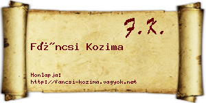 Fáncsi Kozima névjegykártya